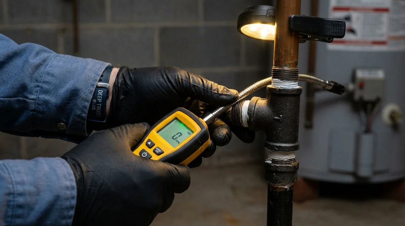 Gas leak detection with electronic sniffer by Johns Plumbing LLC in Chalfont