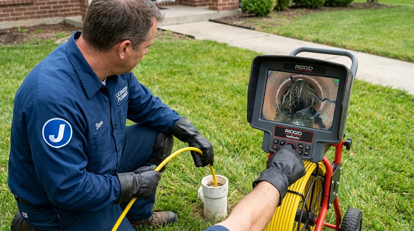 Sewer camera inspection being performed by Johns Plumbing LLC in Chalfont